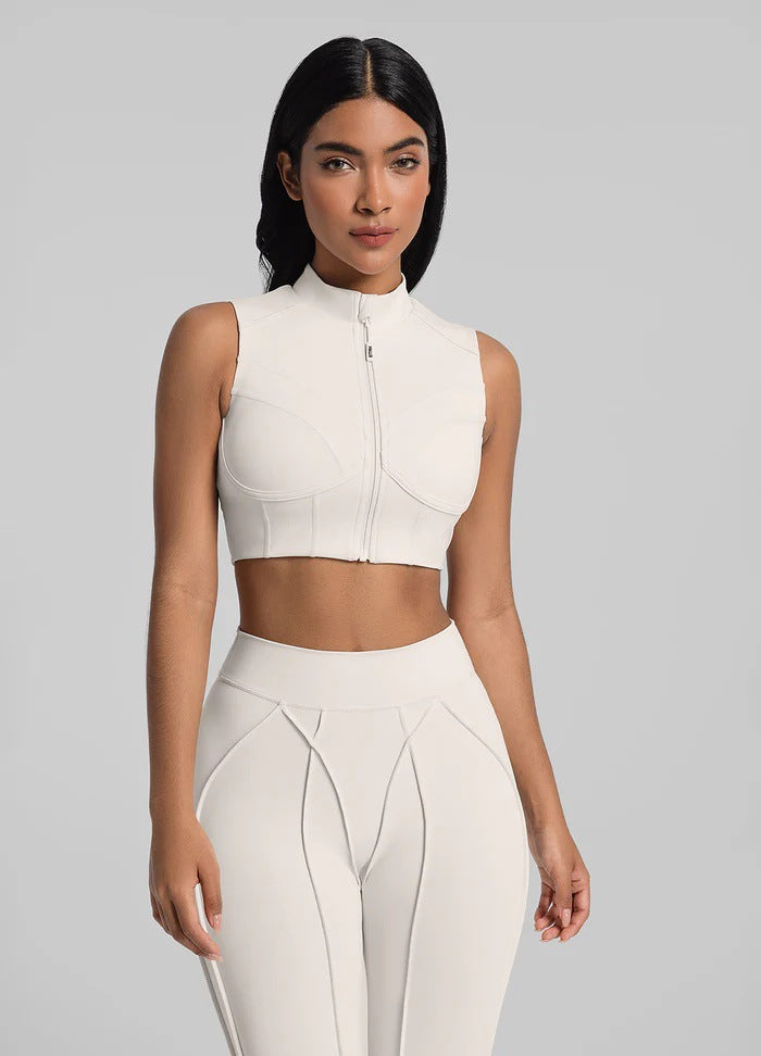 Zippered Removable Running And Yoga Bra For Outerwear Use