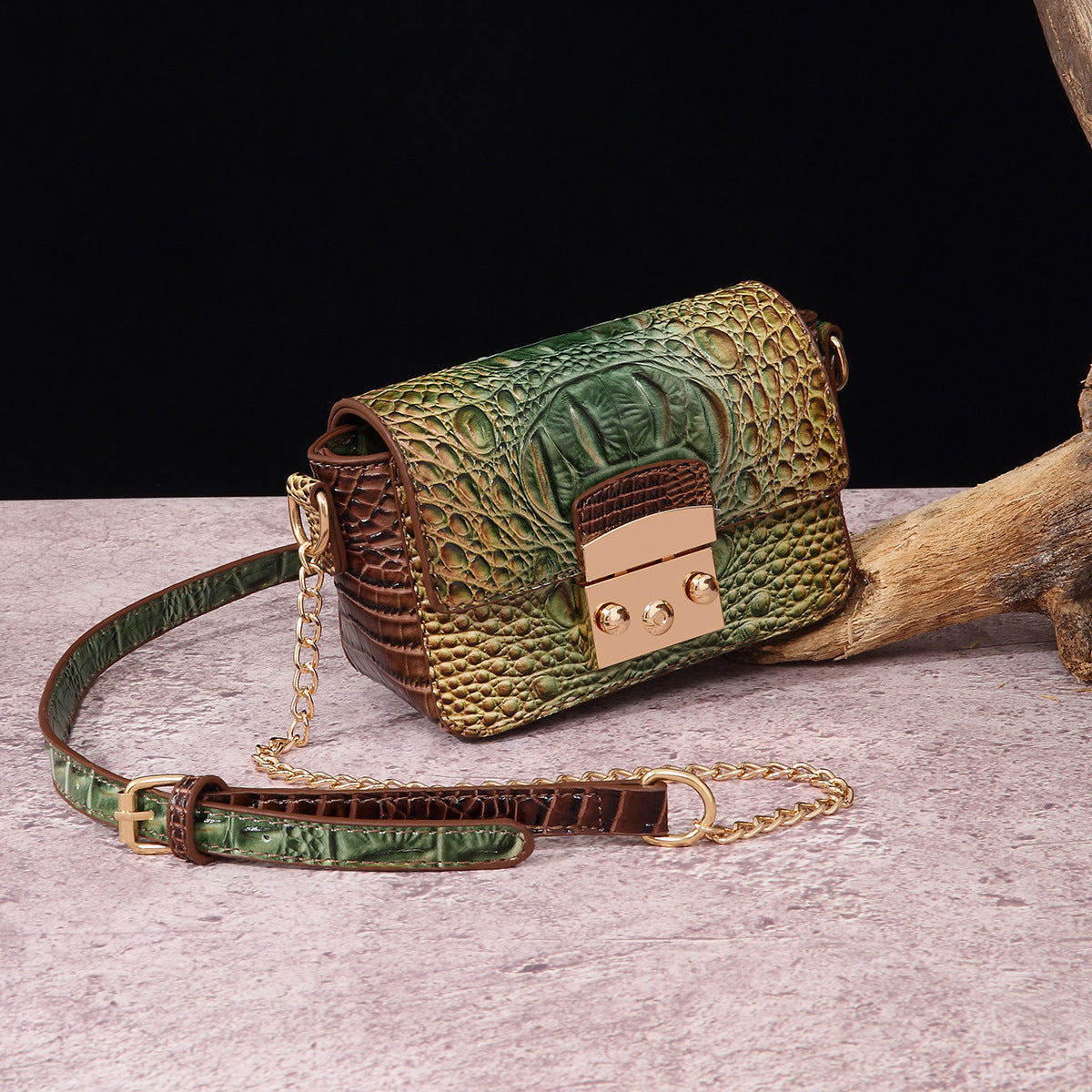 Women's Retro Crocodile-Embossed Crossbody Bag