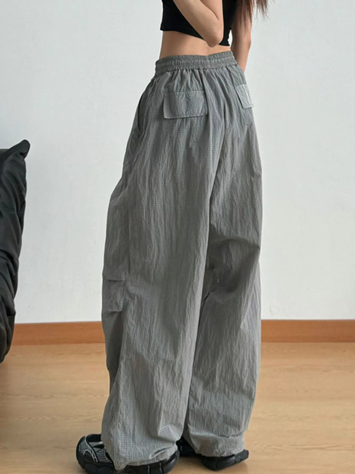 Wide Leg Drawstring Casual Pants