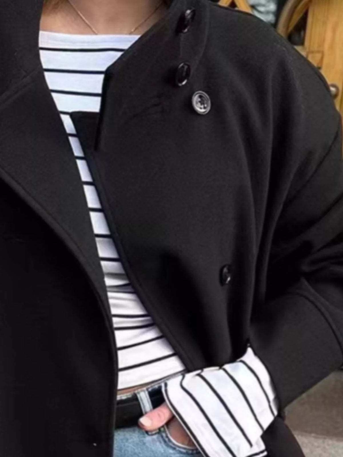 Wool Blend Long Sleeve Outerwear