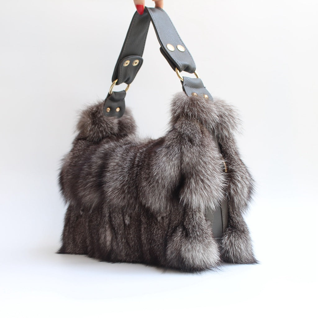 Women's Fur Fox Hair Single Shoulder Travel Bag