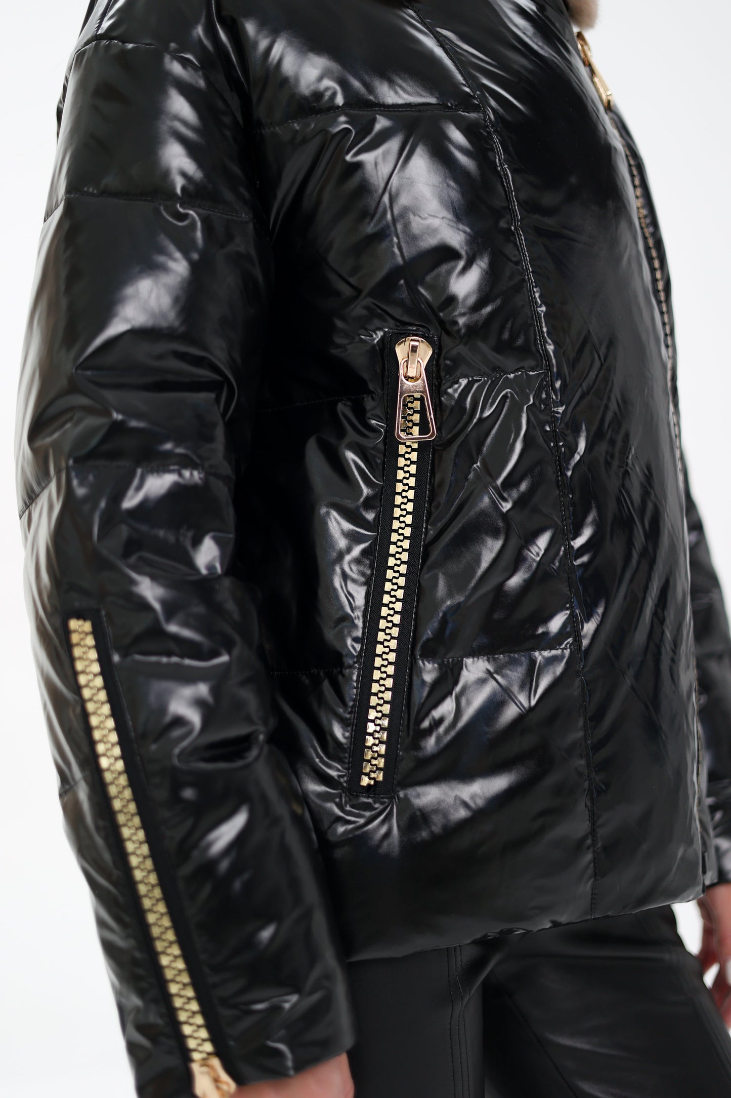Chaqueta de piel de visón auténtica con relleno de plumas