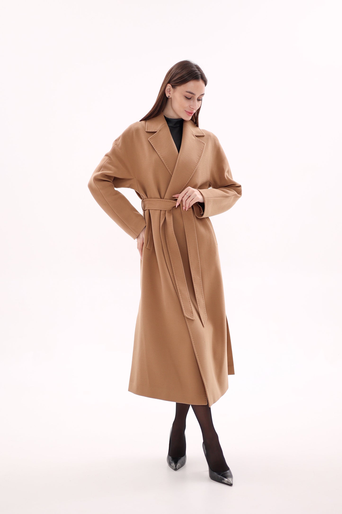 Abrigo cruzado de mezcla de lana Cambridge Comfort Classic en camel