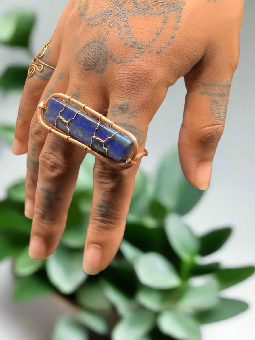 iamevibez Custom Copper Wire Wrapped Double Finger Ring