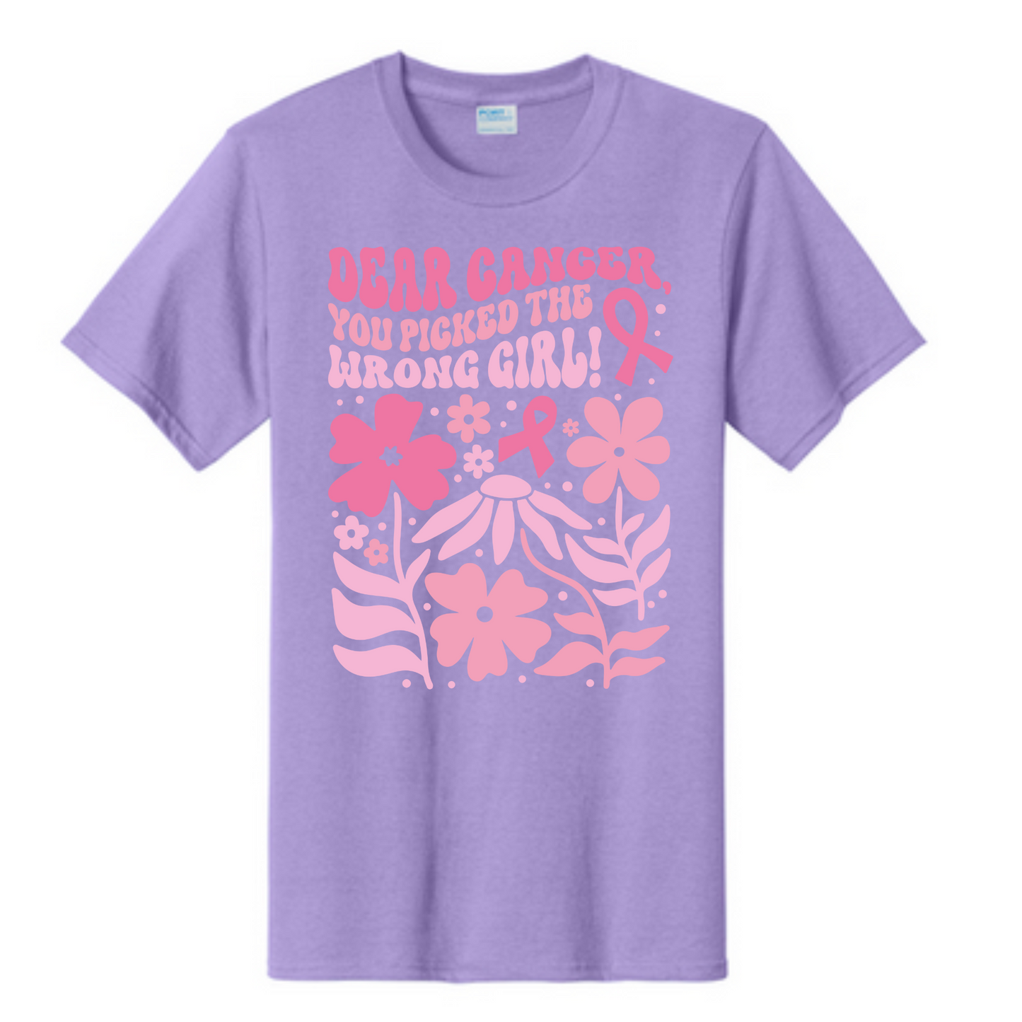 Dear Cancer, You picked the Wrong girl Breast Cancer Awareness Fundraiser Tshirt PC61 Port & Co™ Essential Tee PUBLIC