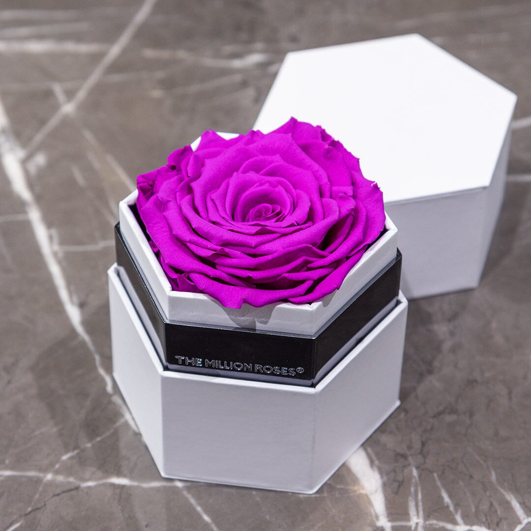 Caja Hexagonal Blanca One in a Million™ | Rosa Morada Brillante