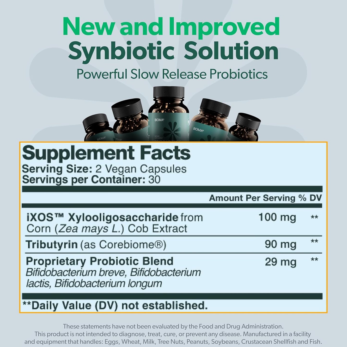 BIOMA Probiotic Gut Support - Vegan, Gluten Free, 60 Caps - Clearance Sale