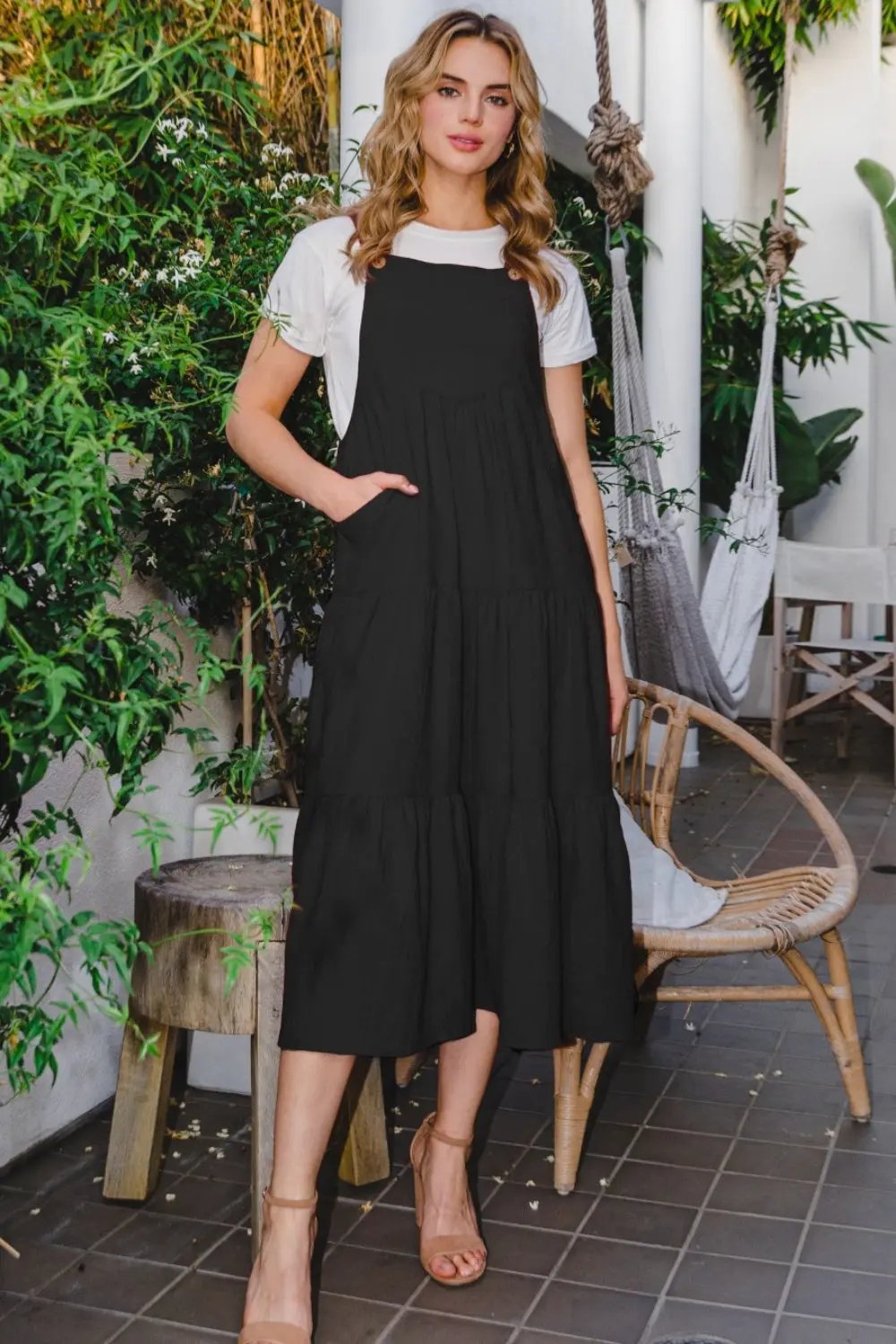 Dresses Trendsi ODDI Full Size Sleeveless Tiered Midi Dress with P