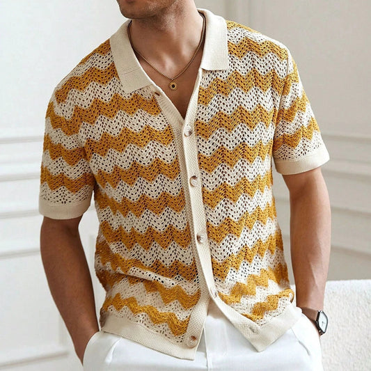 Suéter de jacquard calado corrugado estilo americano