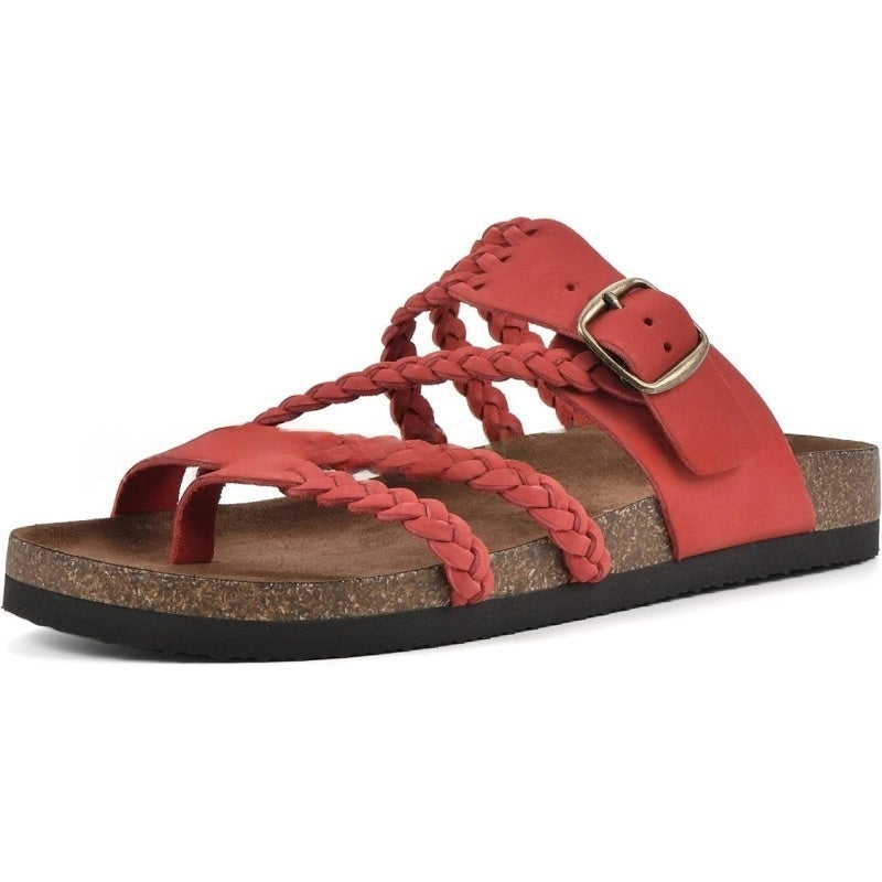 Woven Strappy Flat Loafers
