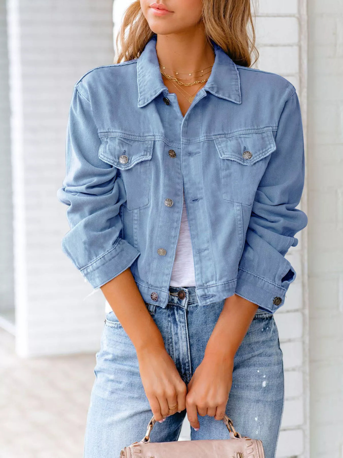 Button Up Long Sleeve Denim Jacket