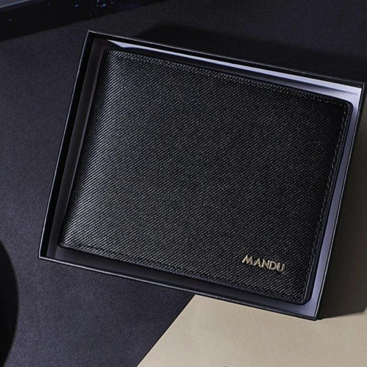 Men's PU Twill Short Anti-theft Swiping Multifunctional Wallet For Men