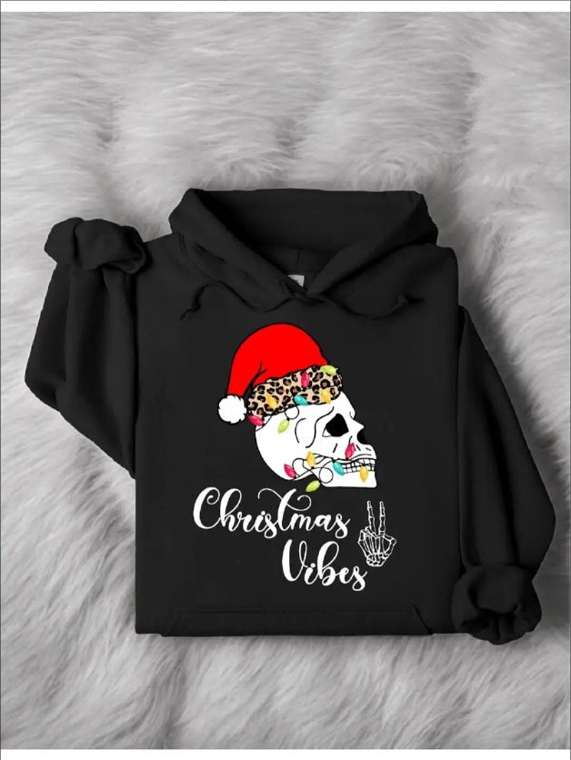 Sudadera con capucha y ambiente navideño de esqueleto