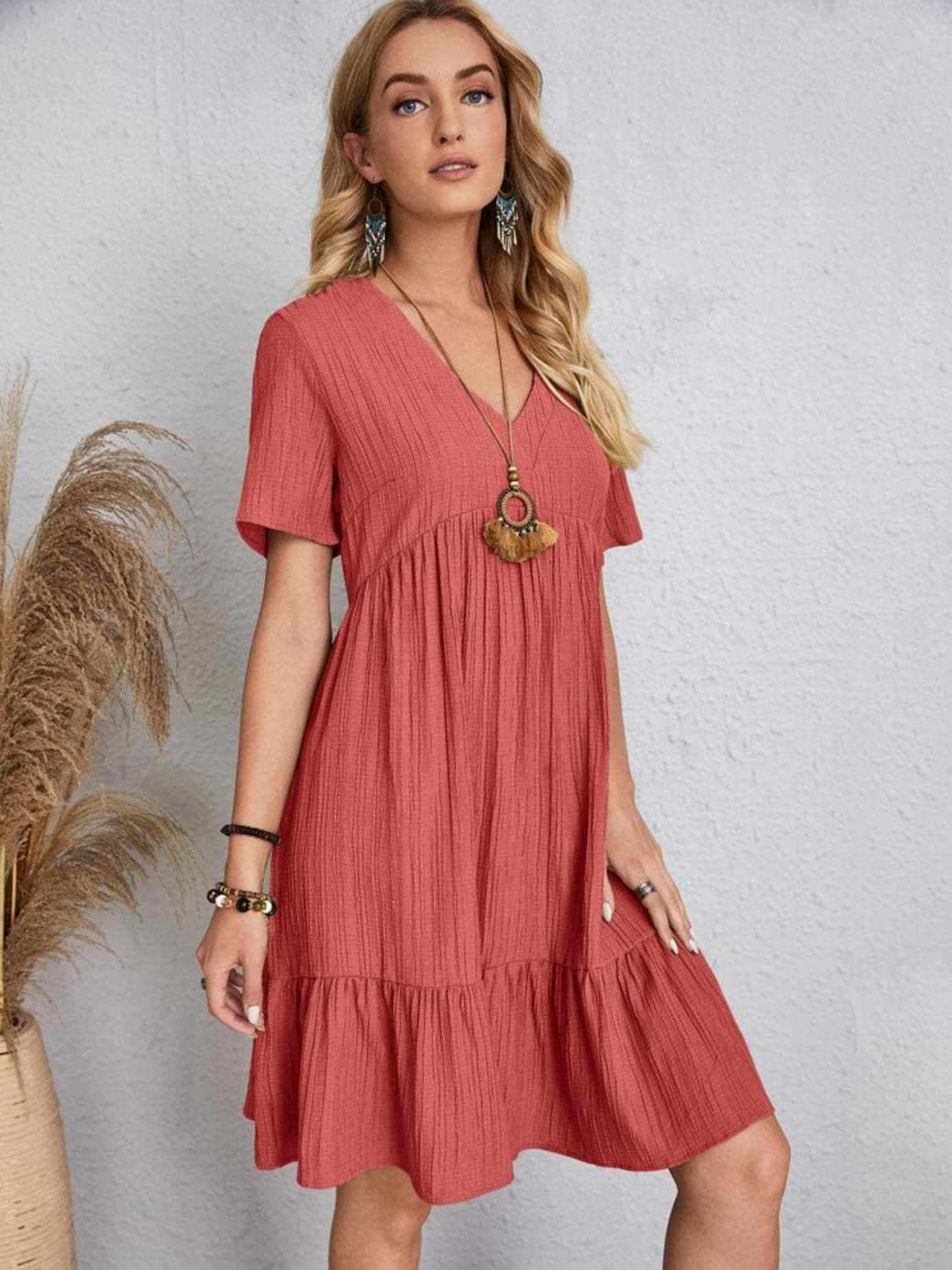Dresses Trendsi Elegant V-neck dress - 100% polyester
