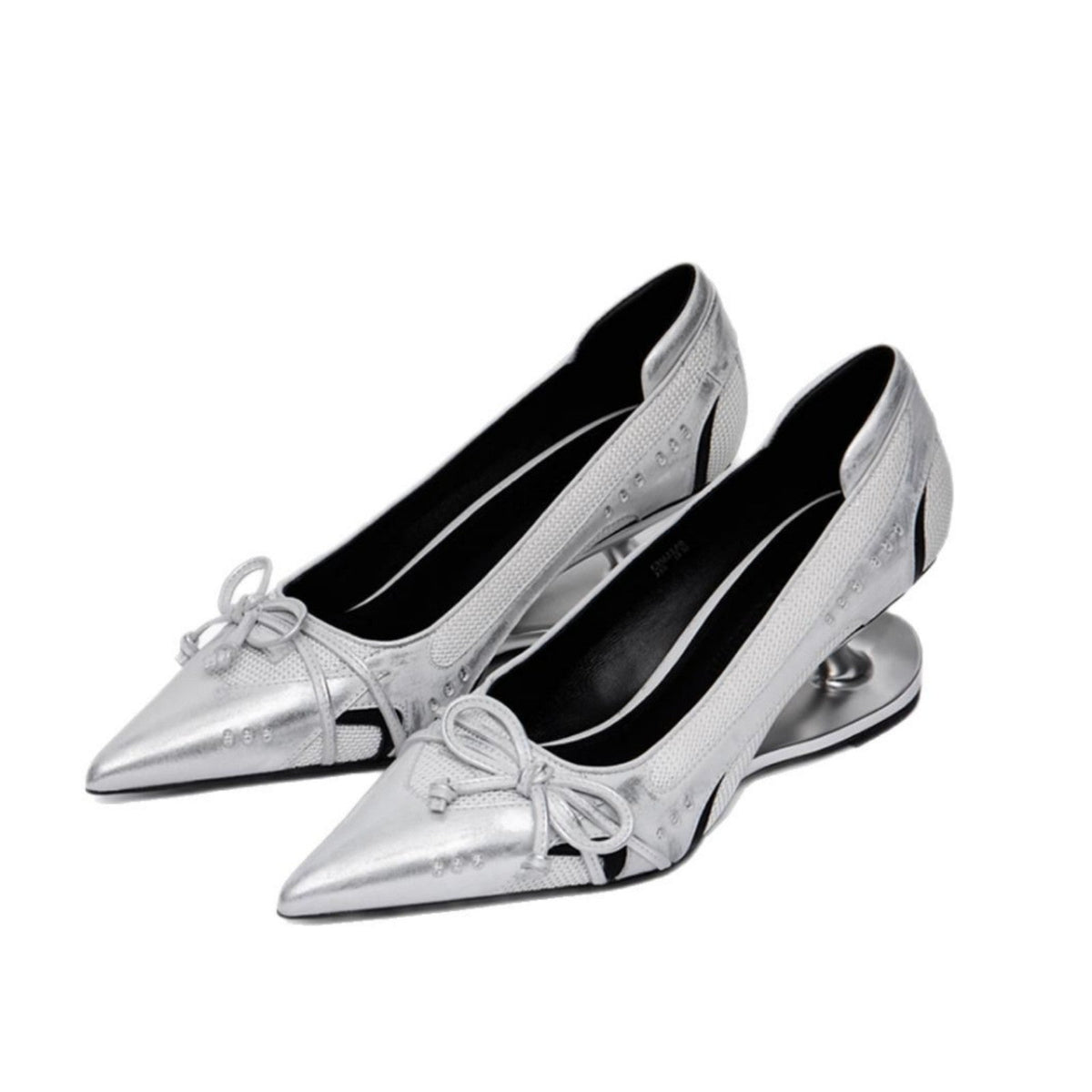 Retro Pointed-Toe Heels with Sculptural