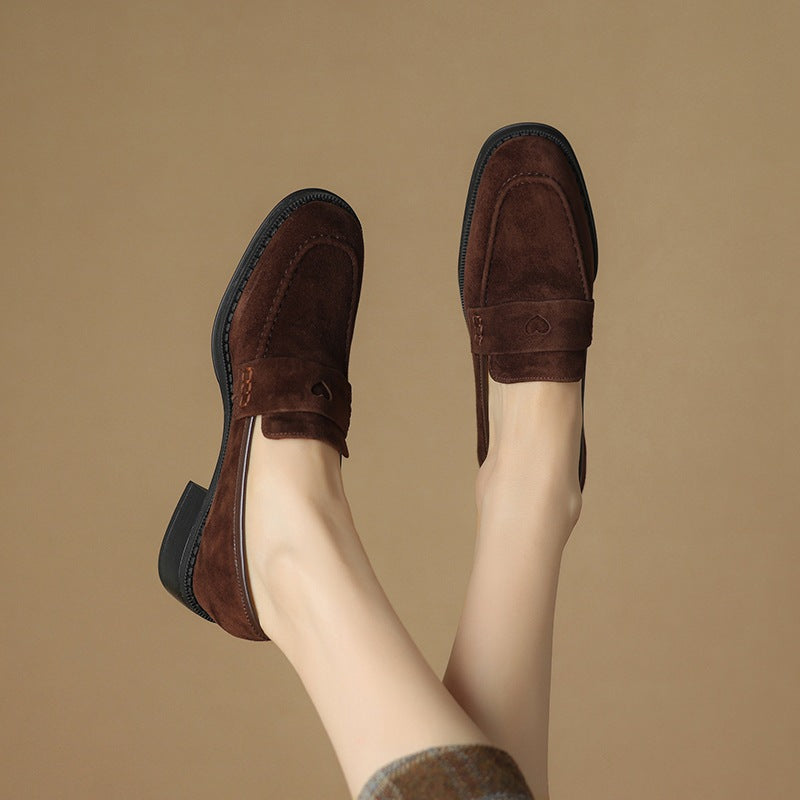 Women's Sheepskin Chunky Heel Pumps