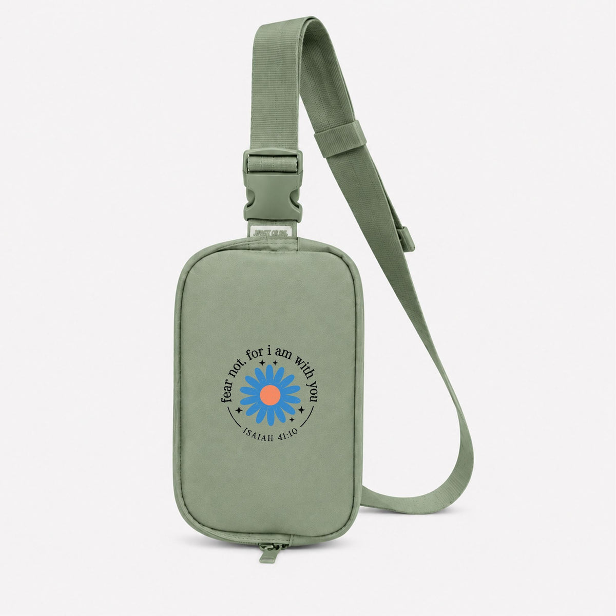 Fear Not Blue Flower Faith Based Comfort Colors Explorer Sling Bag