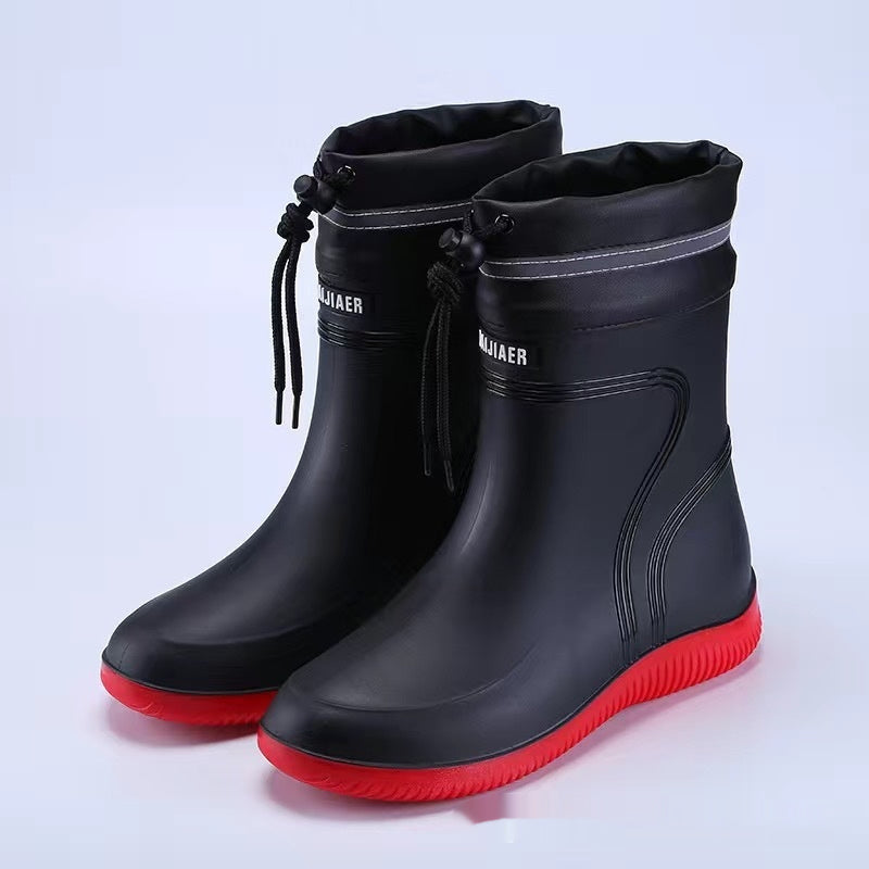 Cotton-padded Warm-keeping Fixed Velvet Rain Boots For Men And Women