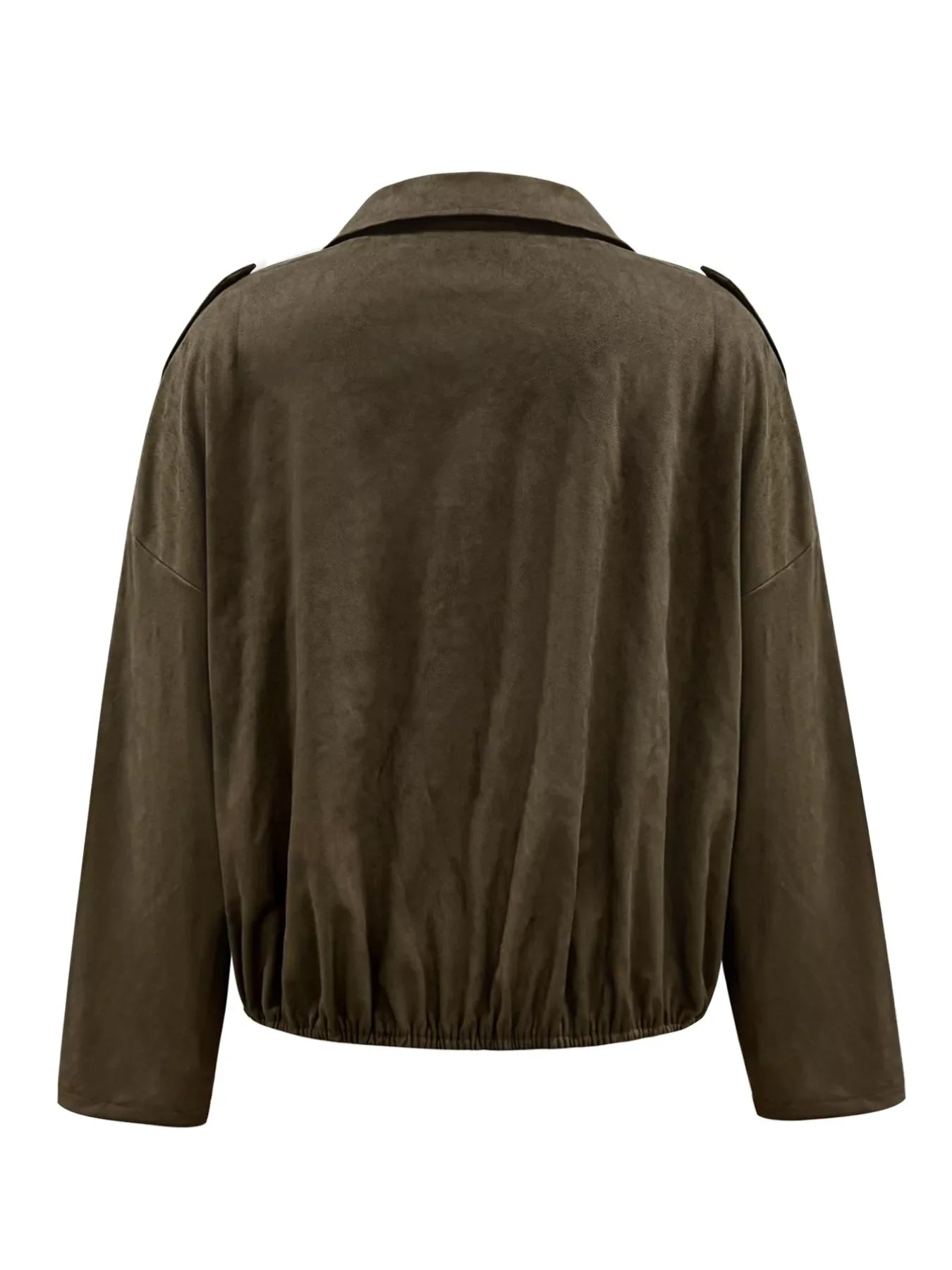 Chaqueta bomber corta de gamuza tallas grandes. Ver la tabla de tallas en "más detalles".