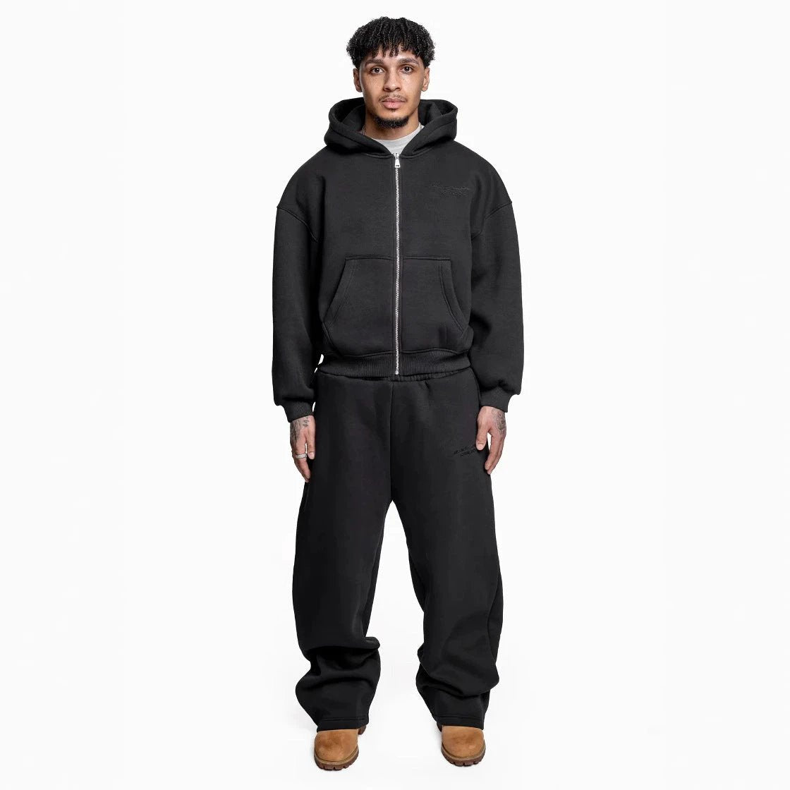 Street Fashion All-match Sweater Loose Straight Pants Set