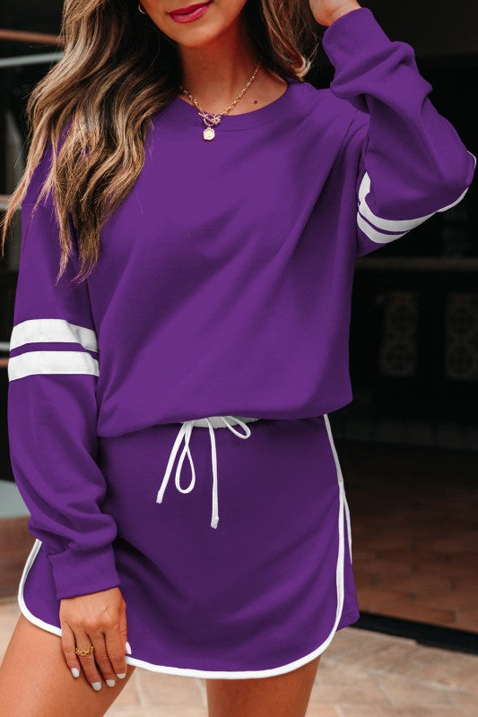 Conjunto de jersey y minifalda Varsity Stripe