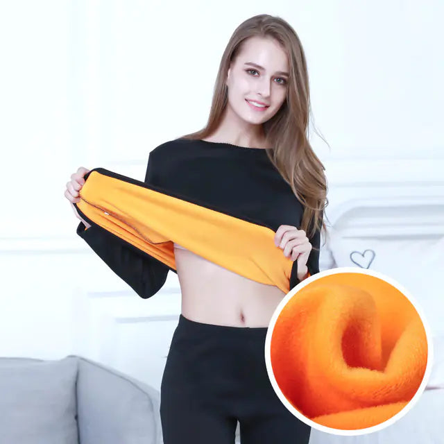 Women's Thick Velvet Thermal Underwear Set for Winter