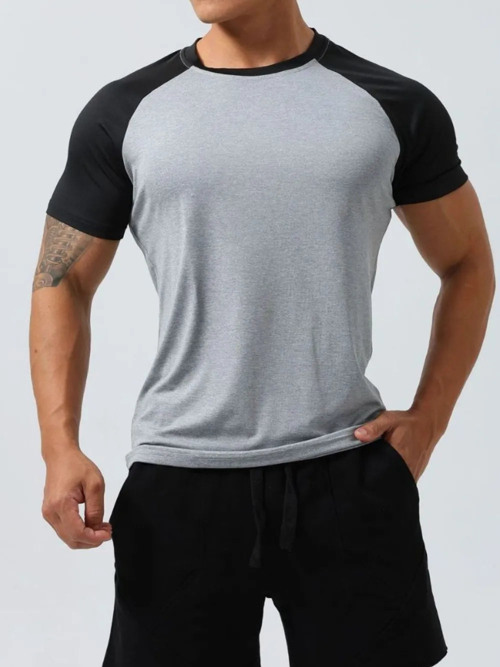 Camiseta de manga corta y cuello redondo de talla grande para hombre