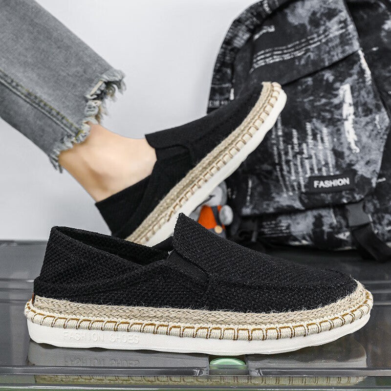 Men's Straw Fisherman Breathable Slip-On Casual Flats