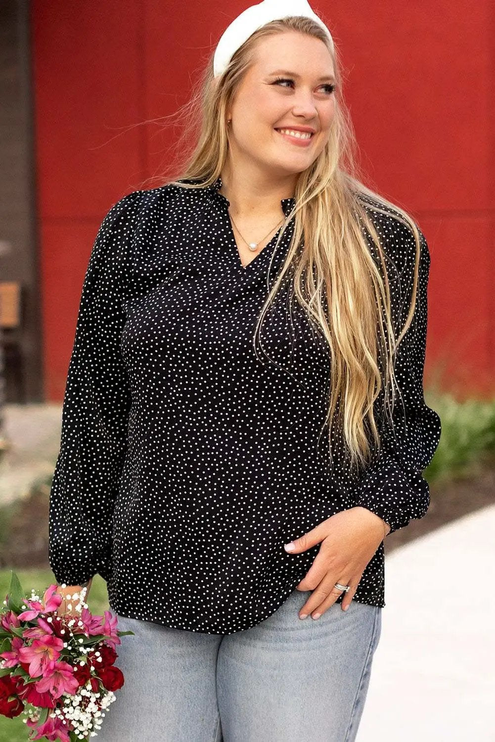 Pants Love Salve Black Leopard Print Women's Blouse V-Neck Stylish Plus Size Top