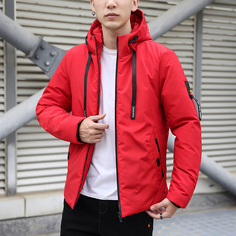 Men's Plus Size Cotton-padded Slim Hooded Coat