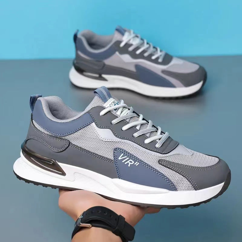 Men's Color Block Mesh Lace-Up Sneakers