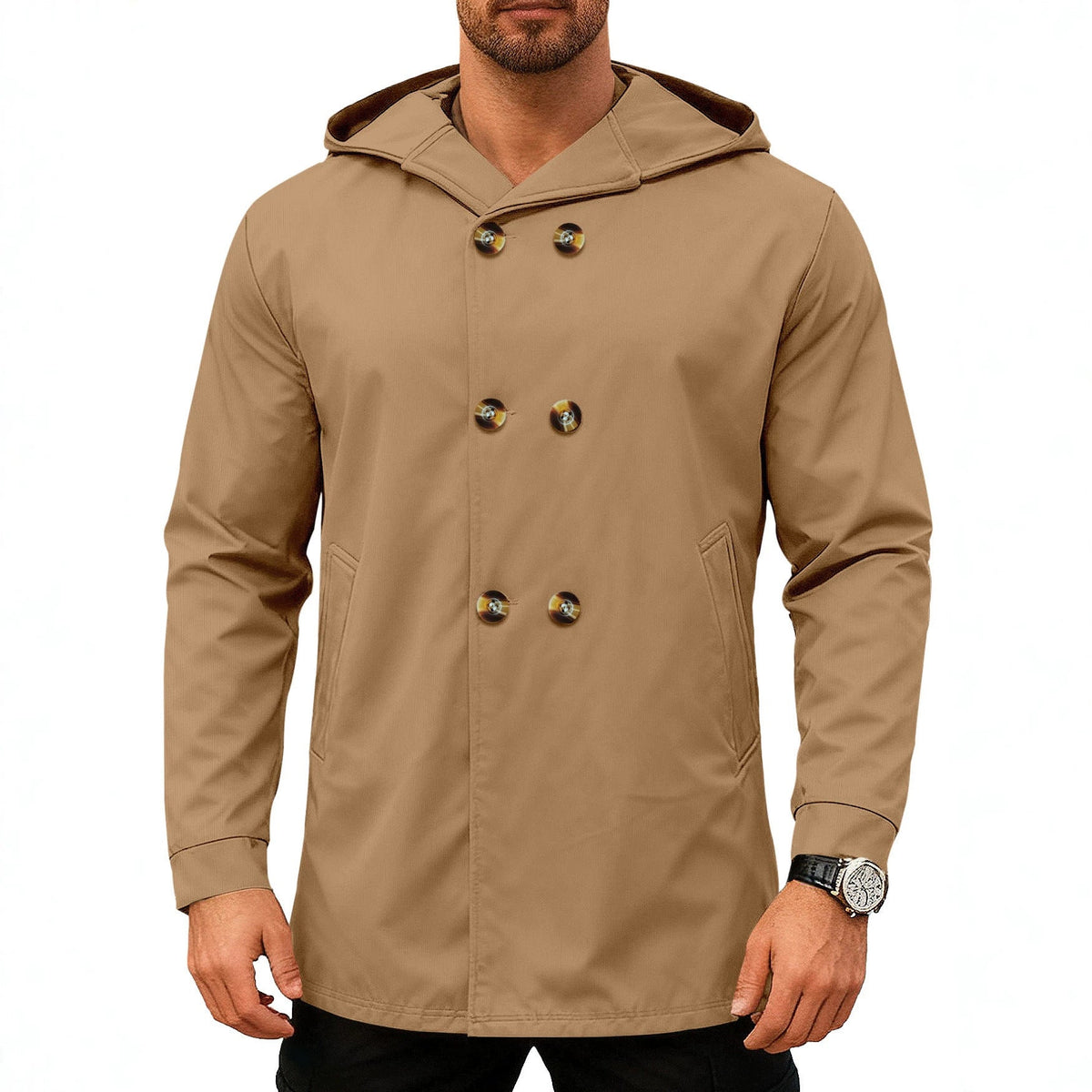 Men's Hooded Trench Coat For Cross-border Foreign Trade, Warm Sweatshirt For Spring & Autumn On Amazon, European Size Casual Loose Zip-up Jacket For Men