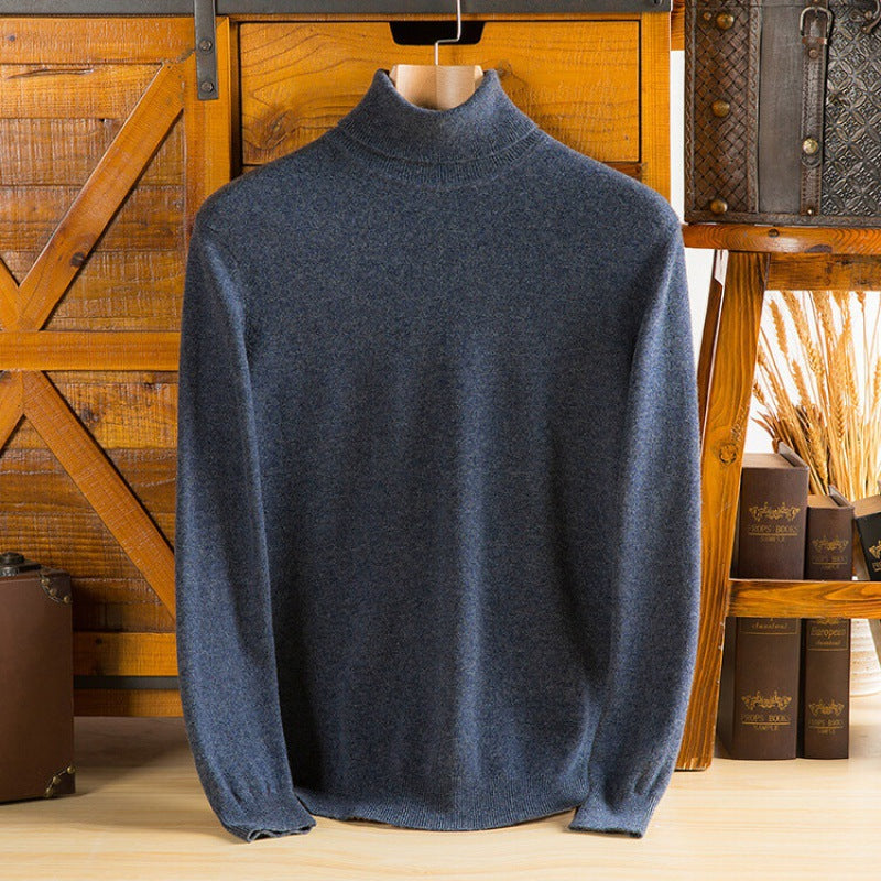 Mens Warm Turtleneck Knit Sweater For Layering