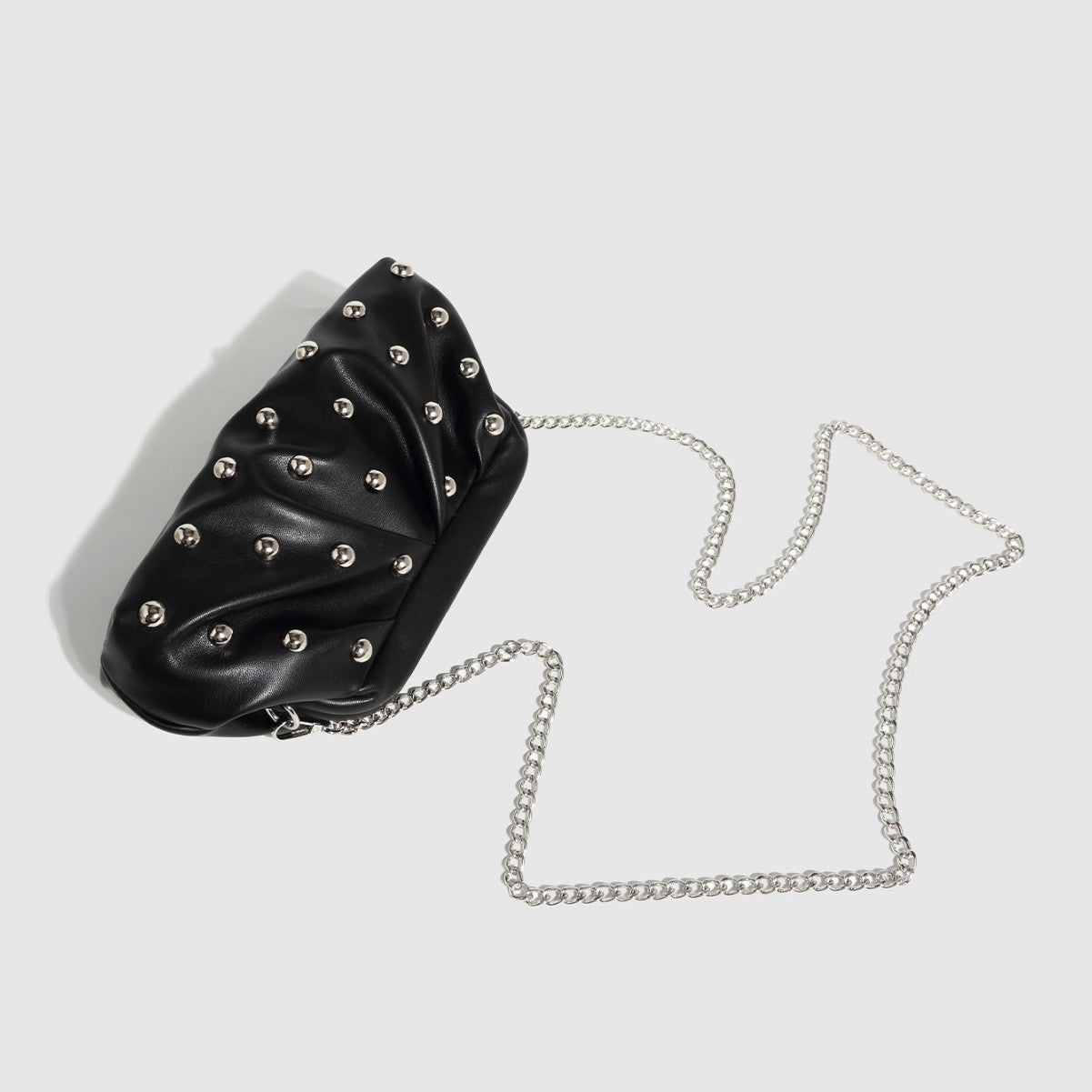Pleated Dumpling Messenger Bag with Chain Strap