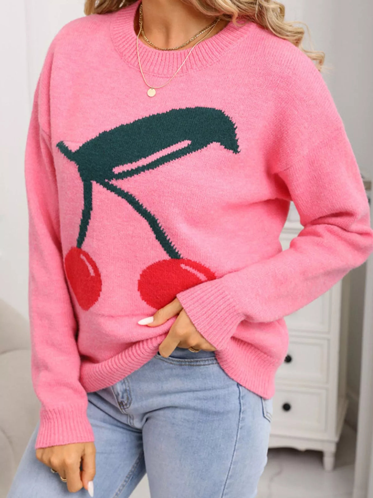 Cherry Round Neck Sweater
