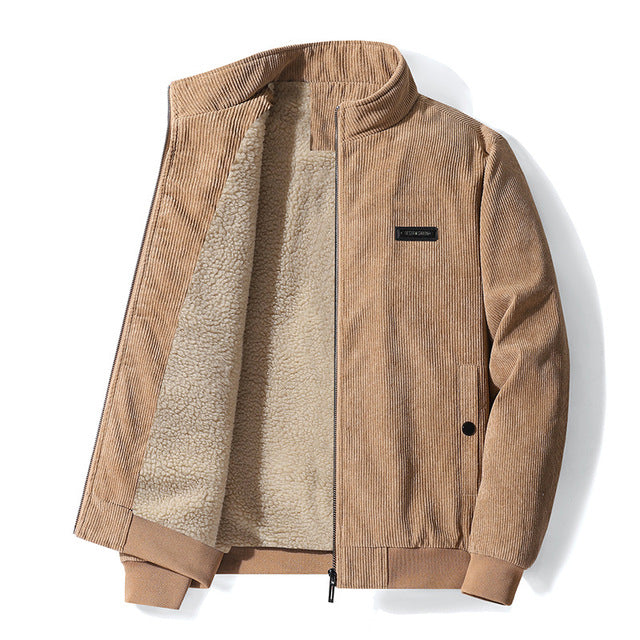 Men's Thickened Corduroy Winter Coat - Large Size