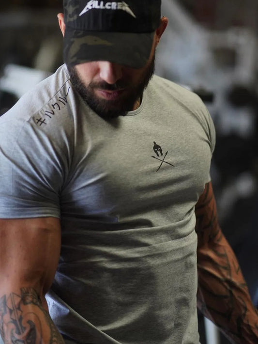 Camiseta de manga corta y cuello redondo de talla grande para hombre