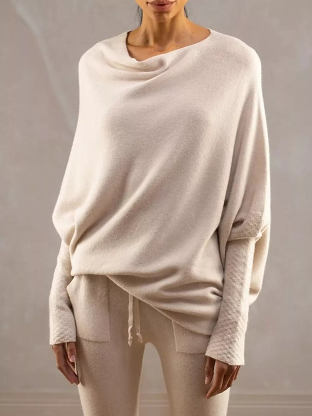 Boat Neck Long Sleeve Sweater