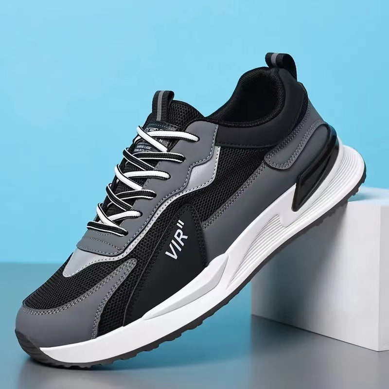 Men's Color Block Mesh Lace-Up Sneakers