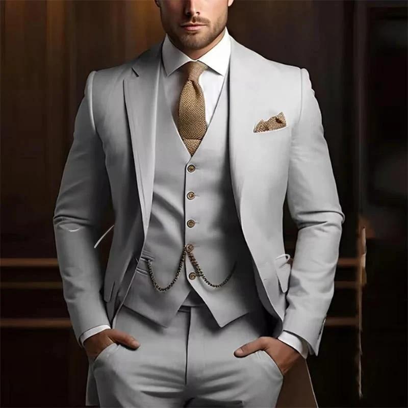 Men's High-grade Gentleman Temperament Slim Three-piece Suit