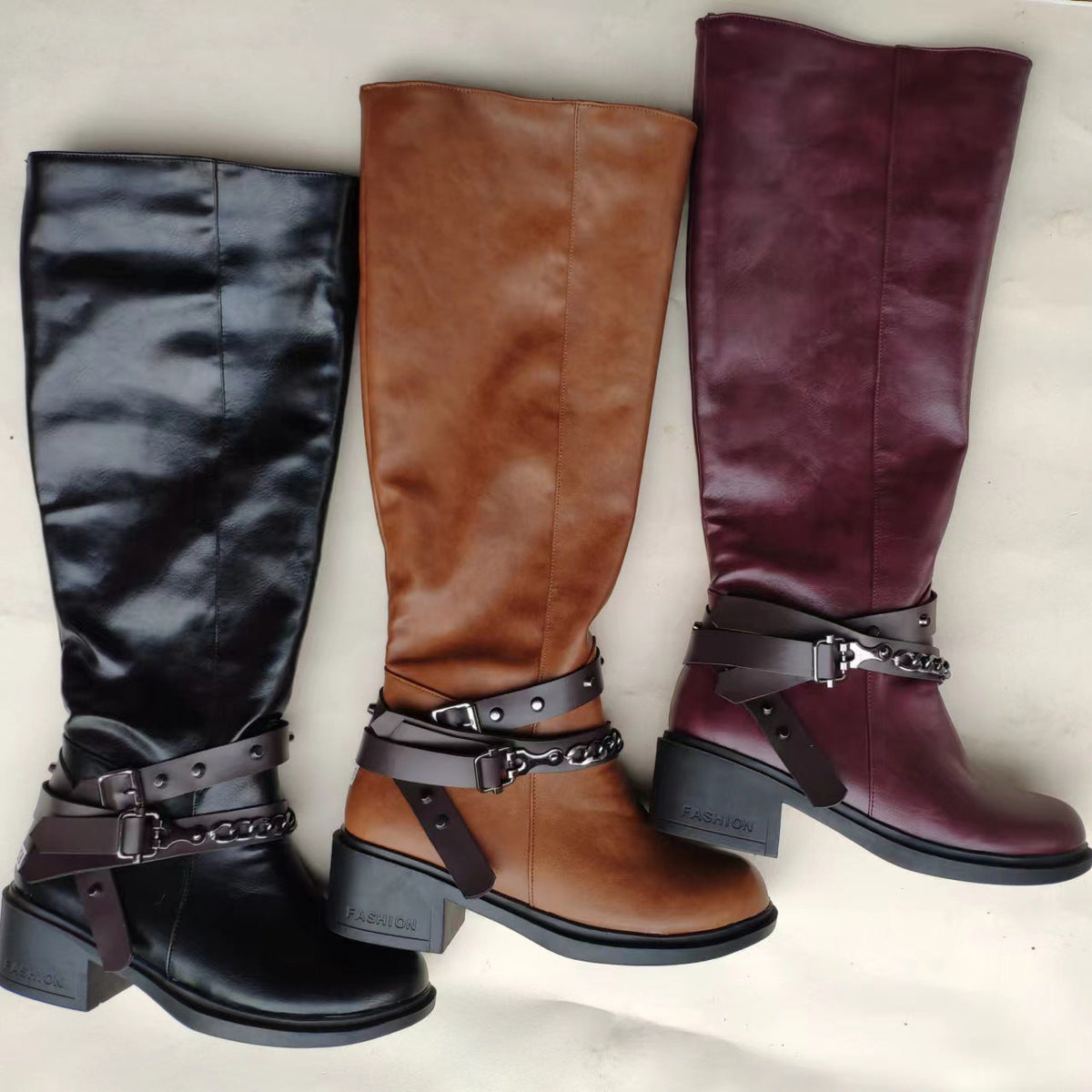 Women's Belt Buckle Over-the-Knee Boots