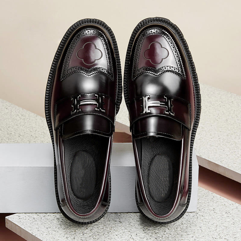 Men's Slit Beads Matte Craft Leather Shoes