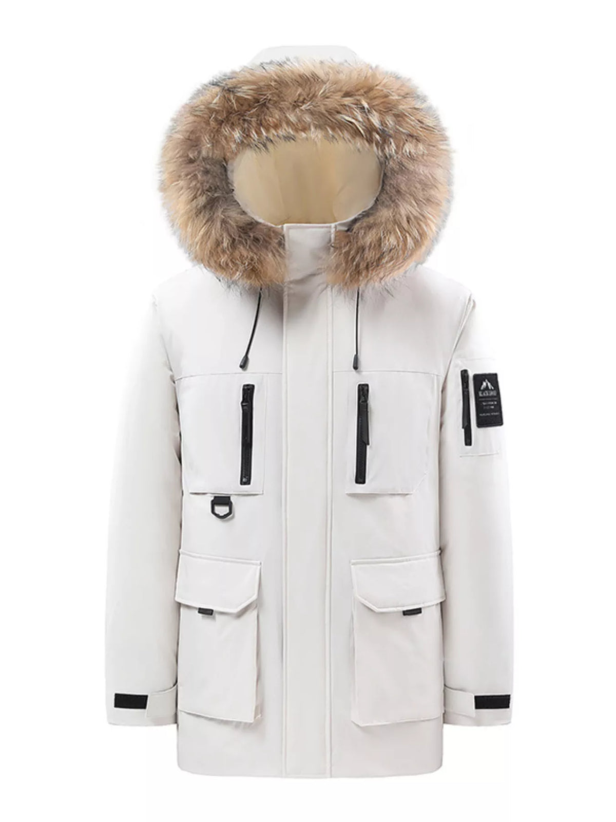 Men's Full Size Fur Hooded Winter Parka Coat Plus Size