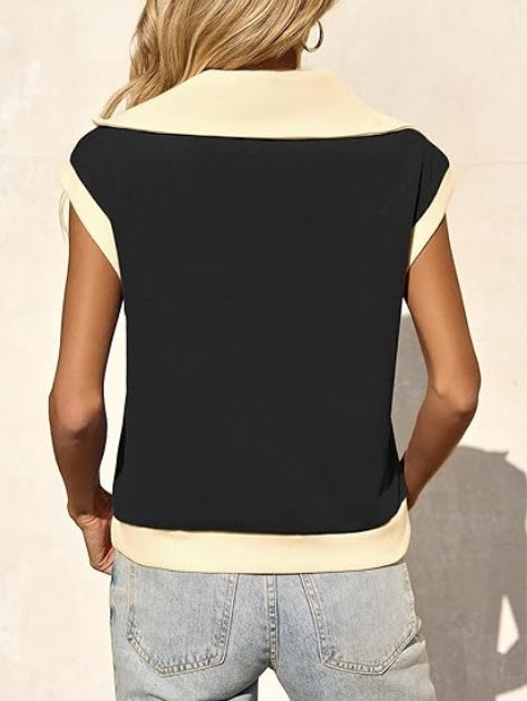 Sudadera tipo polo Fisoew de medio cierre y bloques de color