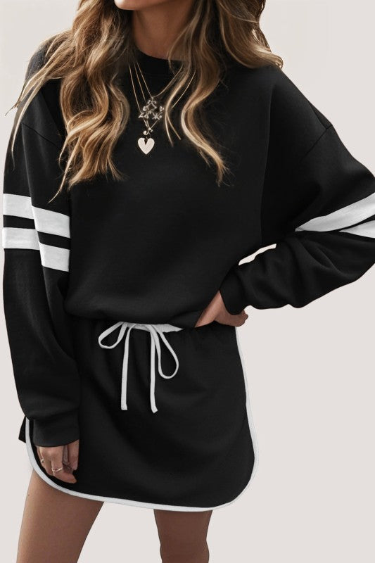 Conjunto de jersey y minifalda Varsity Stripe
