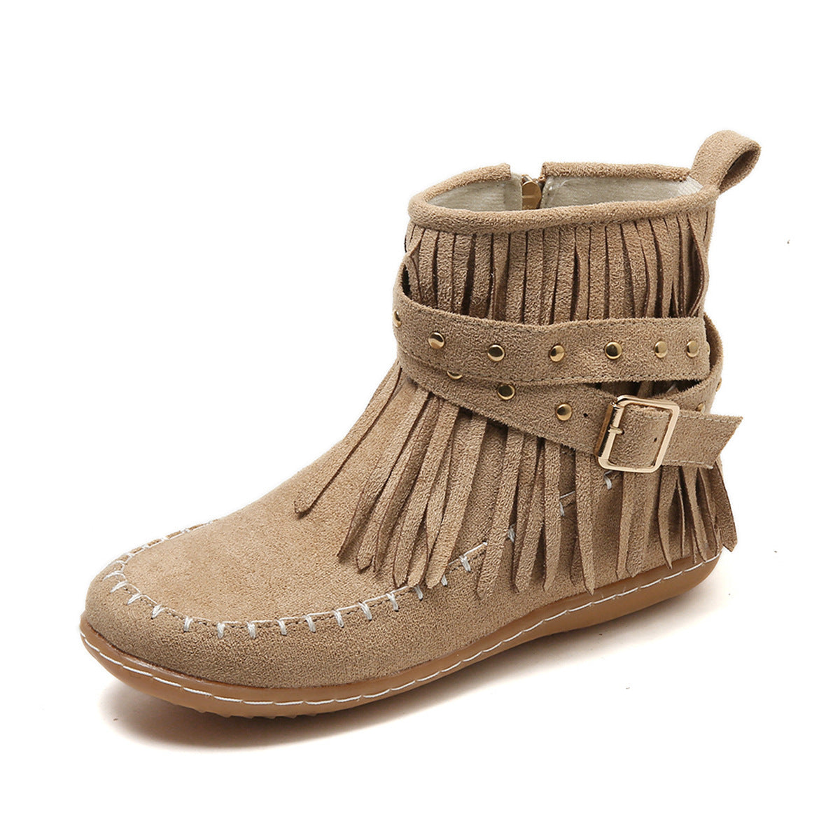 Rivet Flat Tassel Suede Martin Boots
