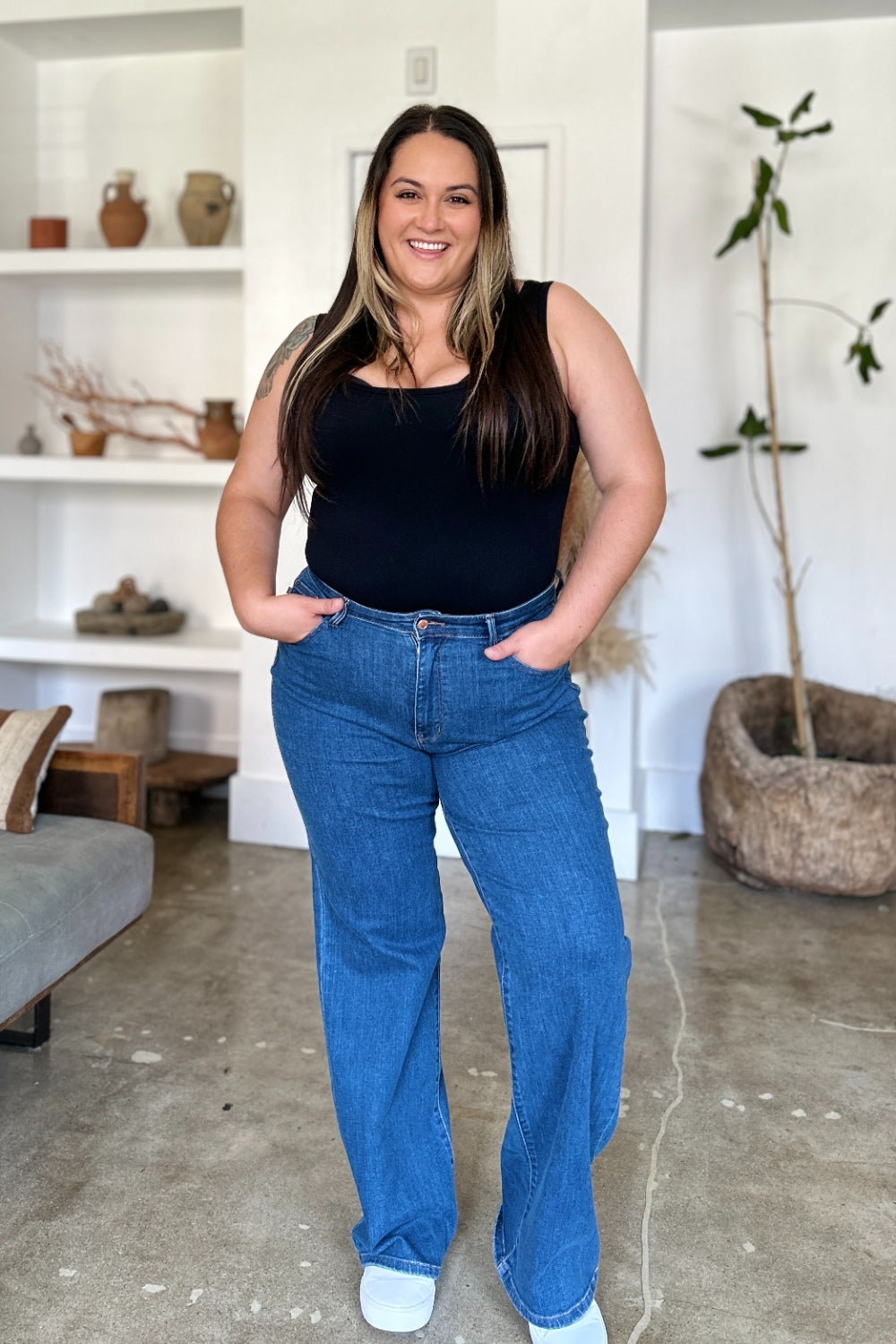 Judy Blue Jeans rectos de tiro alto de talla completa