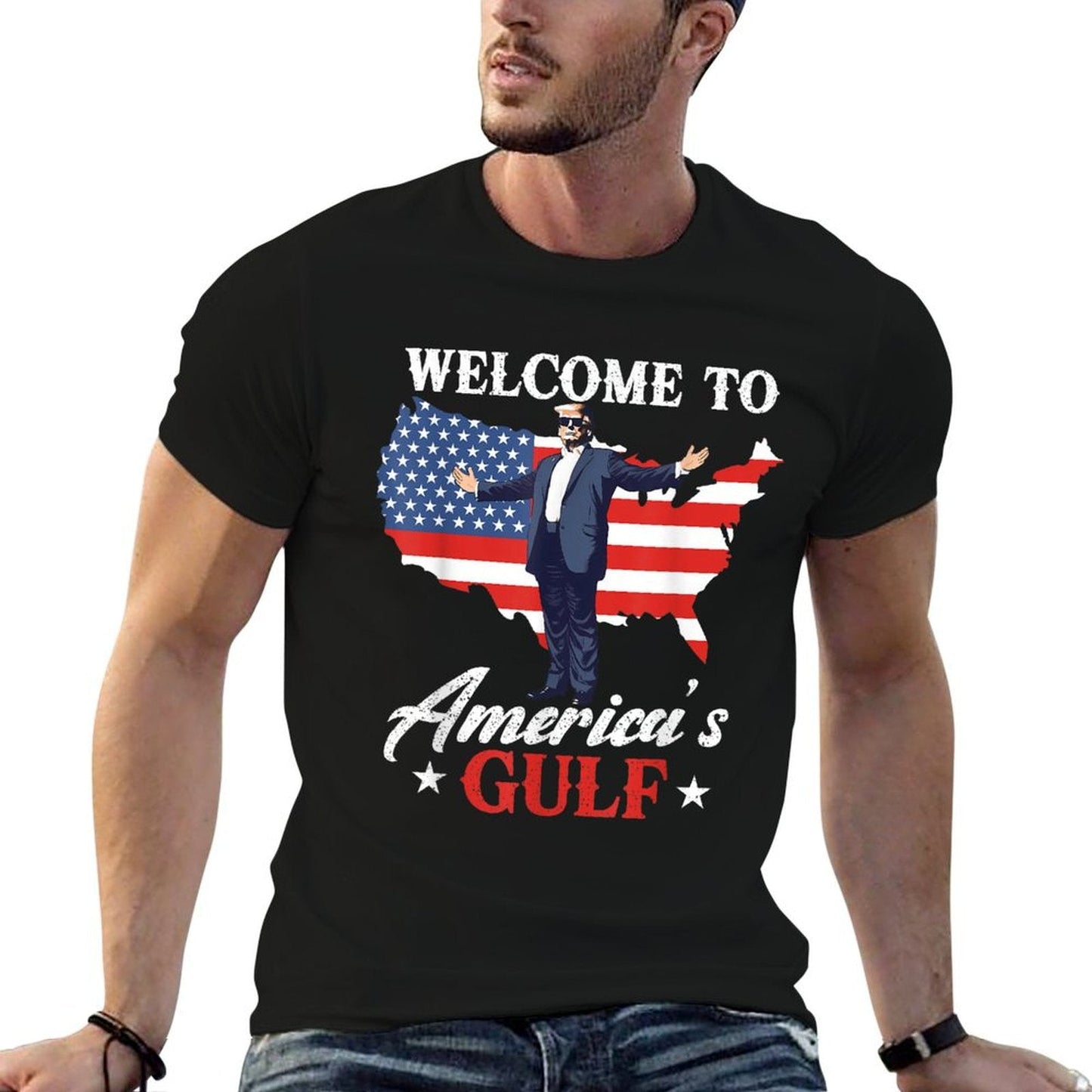 Gulf of USA America Funny USA Flag Relaxed-fit T-Shirt