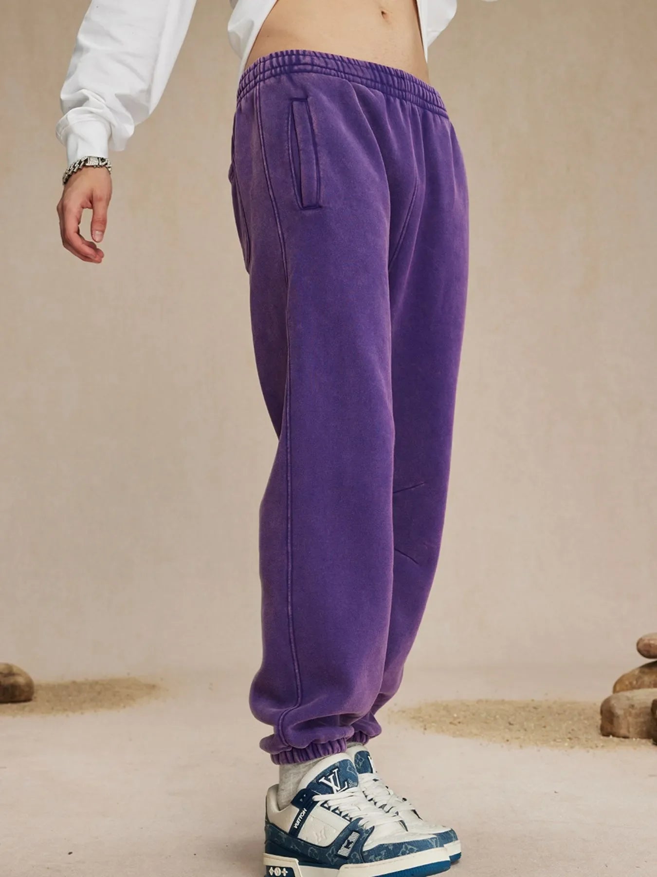 Pantalones deportivos de algodón con cintura elástica informales para hombre
