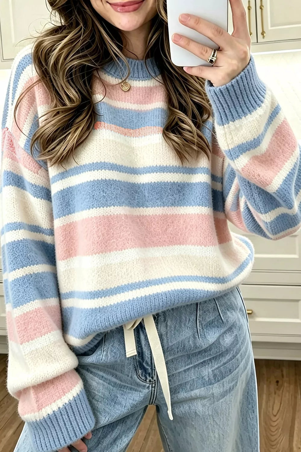 Striped Dropped Shoulder Sweater